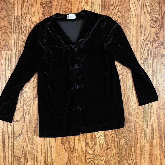 beautiful Coldwater Creek Jacket Black‎ Velvet Jacket Toggle Closures small - Picture 1 of 7